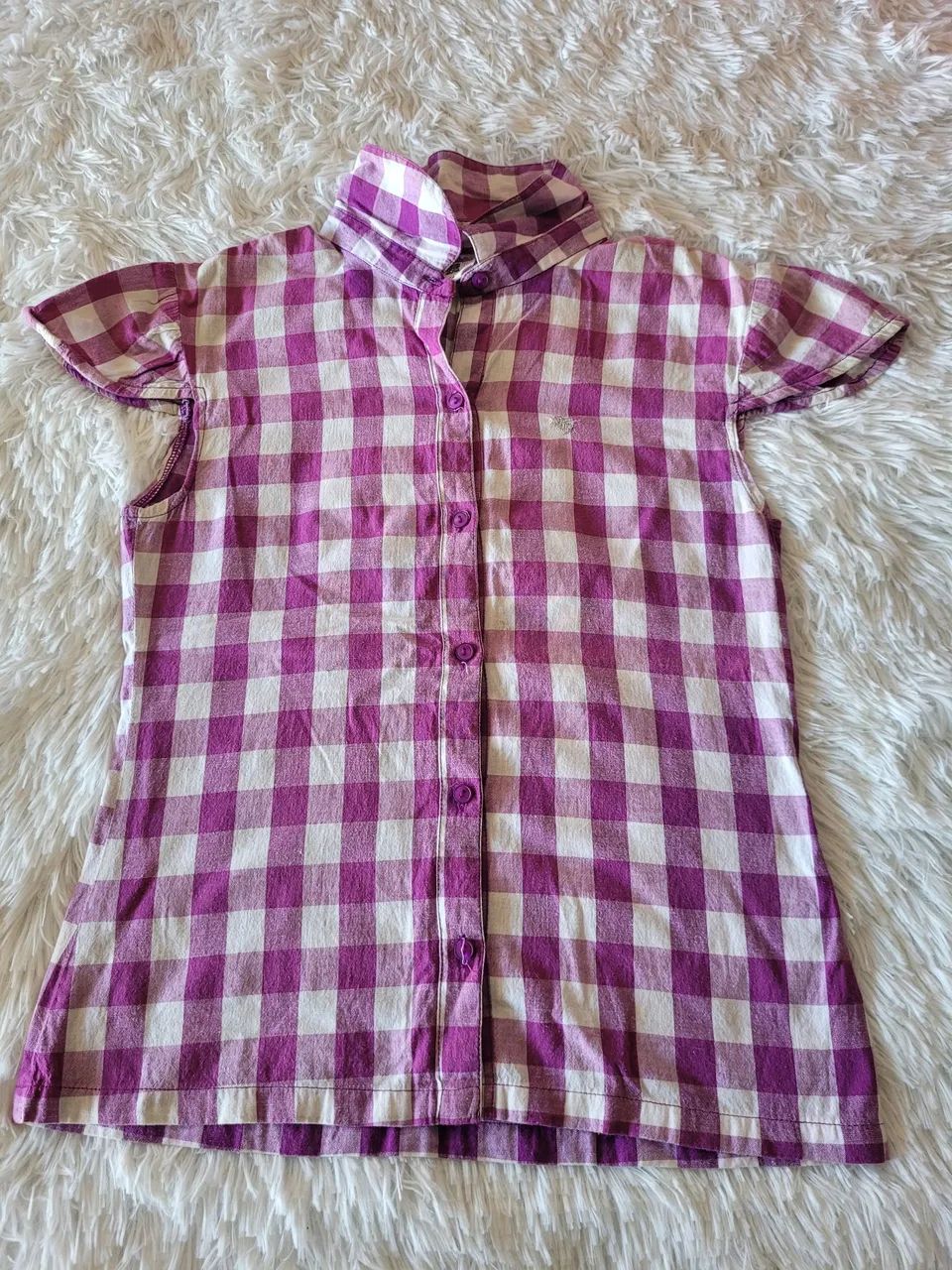 camiseta xadrez tamanho 14 da Marisa 