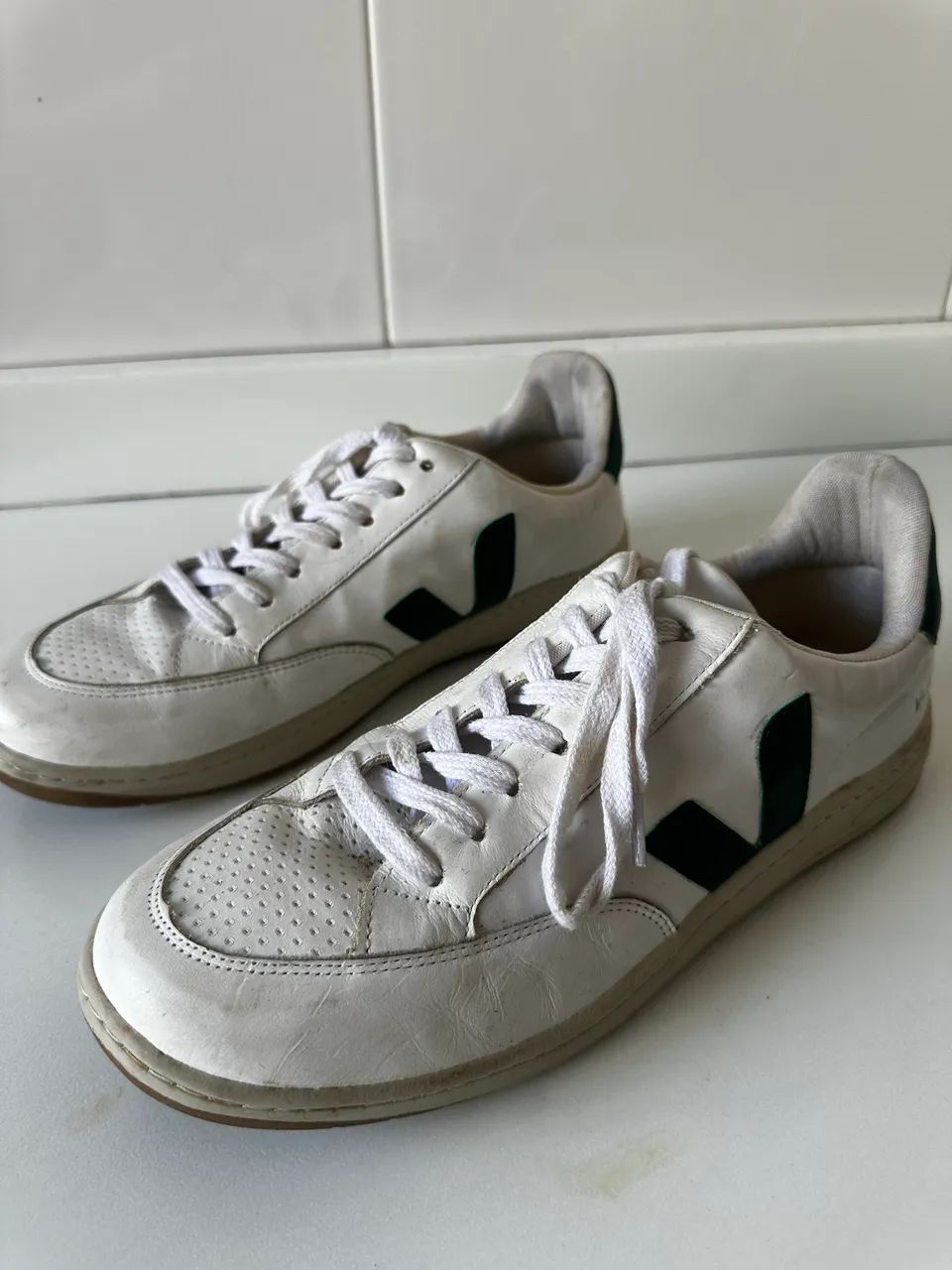 tênis veja v-12 branco e verde 39