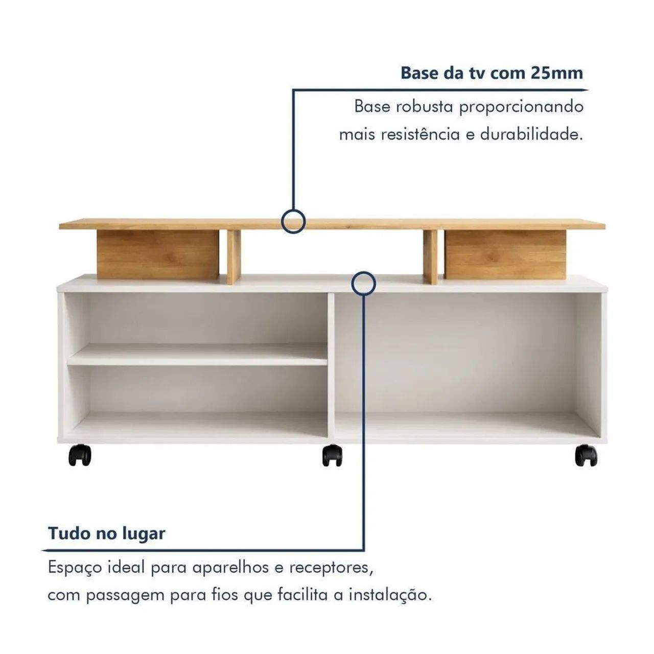Rack para Tv de até 55 Polegadas 1 Porta de Correr Star Off White/Cinamomo - Foto 2