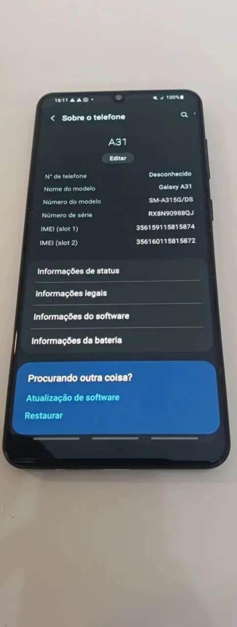 Celular A31 seminovo Torrando levar hoje  - Foto 2