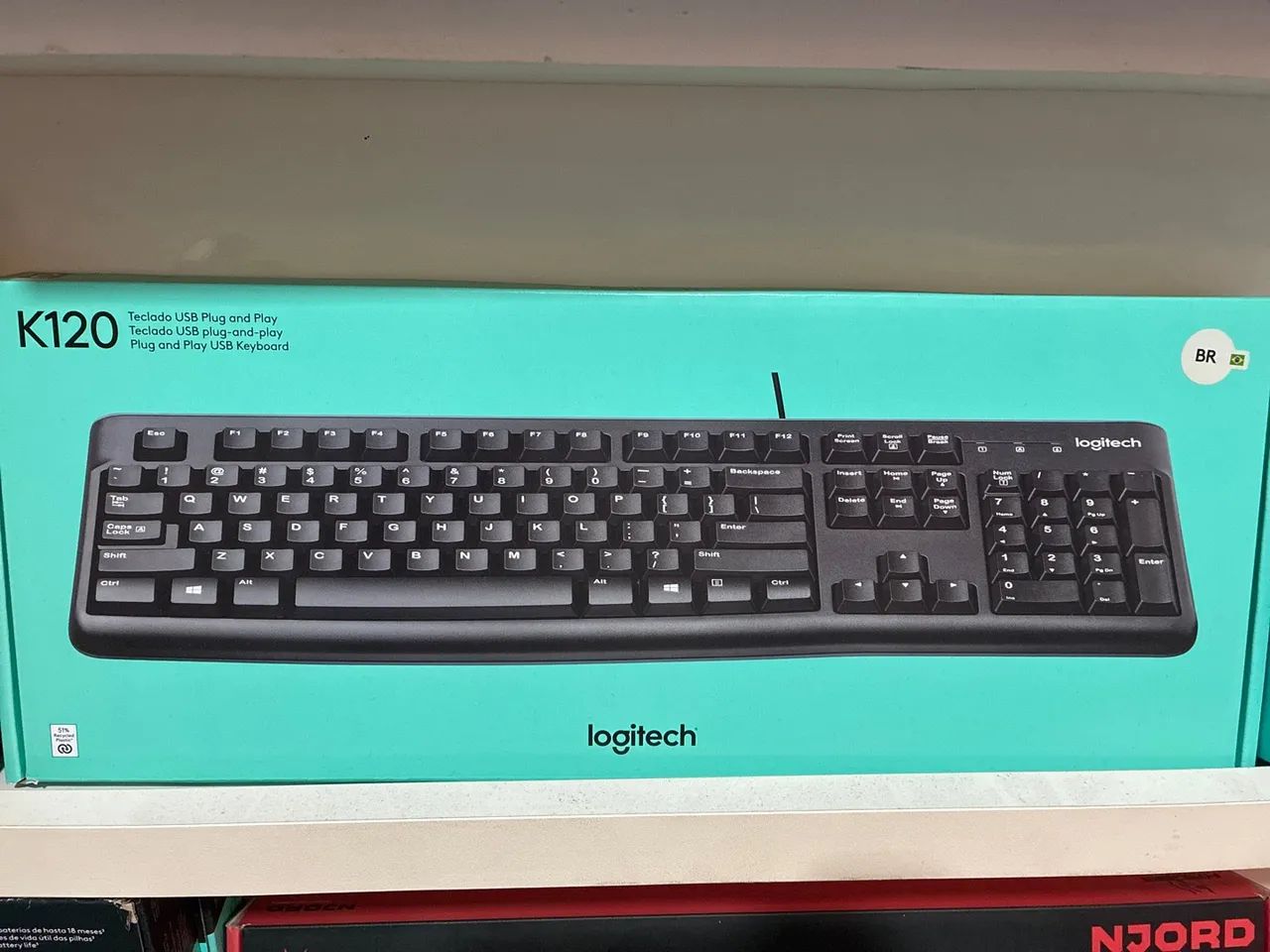Teclado Logitech com fio Usb k120