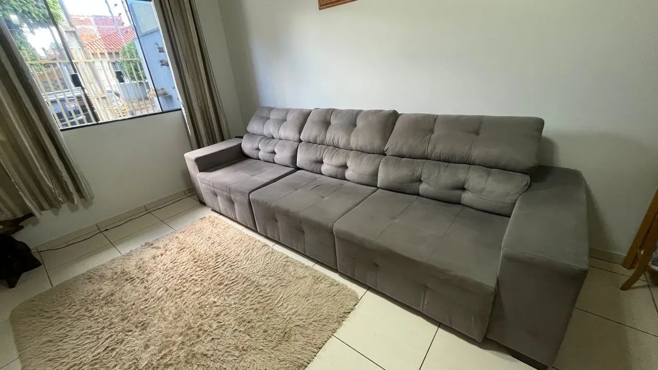 Sofa retrati de 3m cor cinza em ótimo estado - Foto 2