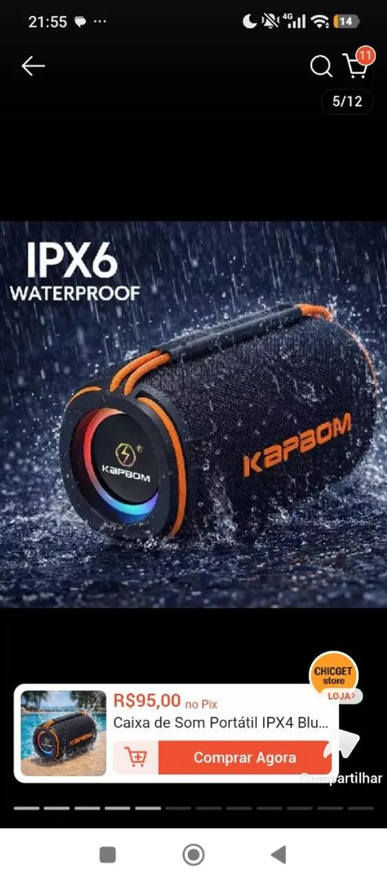 Caixa de Som Portátil Bluetooth KAPBOM - Foto 2