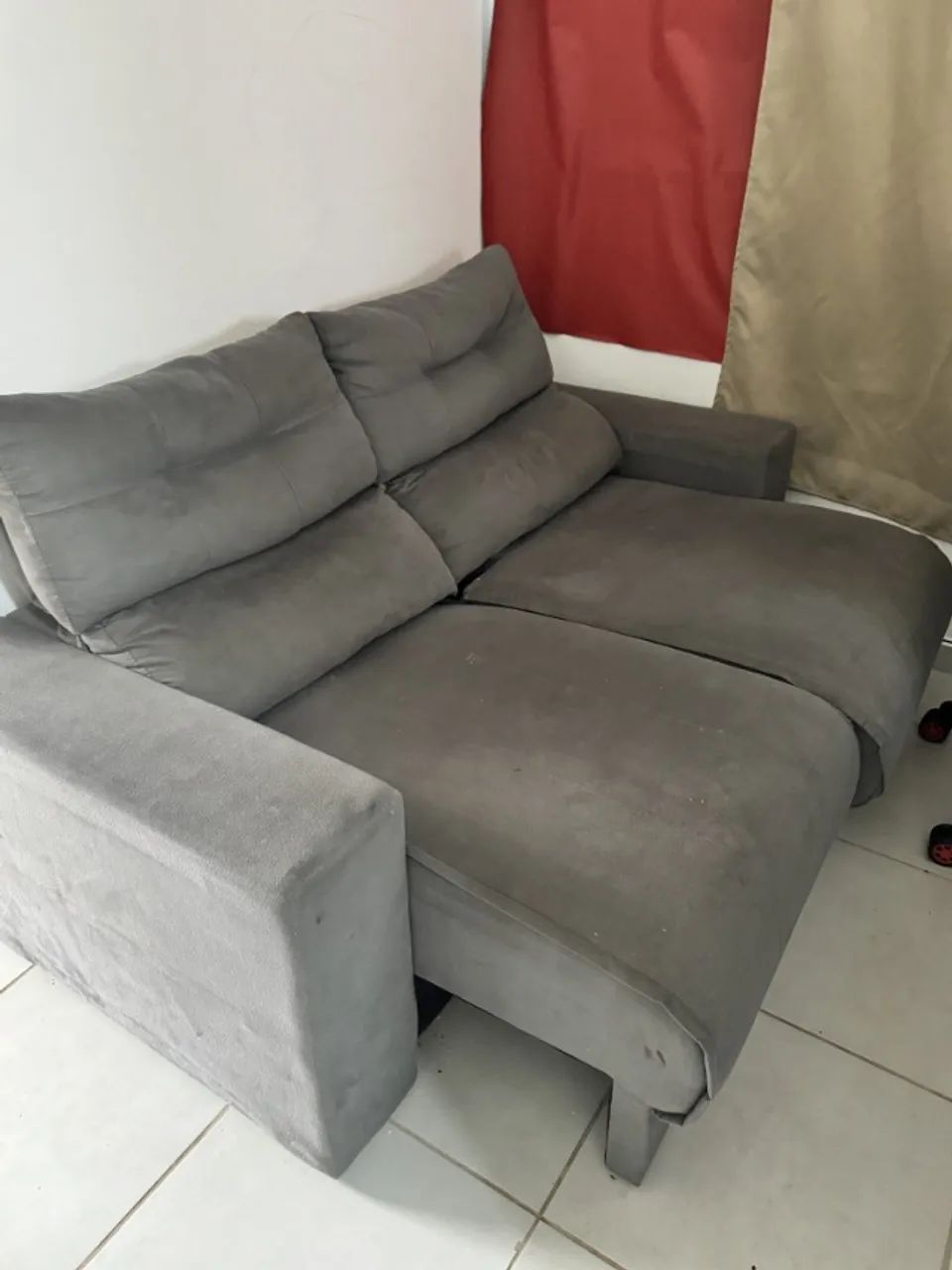 Sofá Retrátil e Reclinável 2 Lugares Cinza - Foto 3