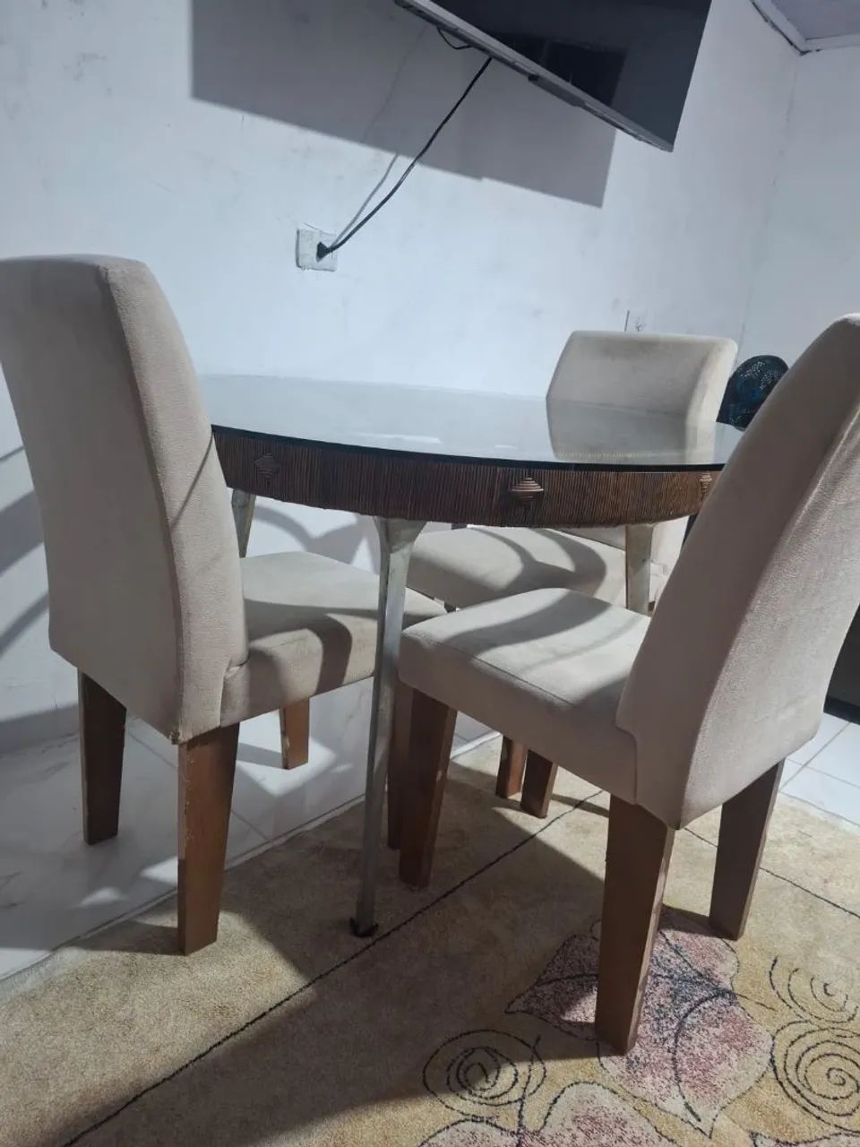 Mesa  design redonda vidro temperado - Foto 2