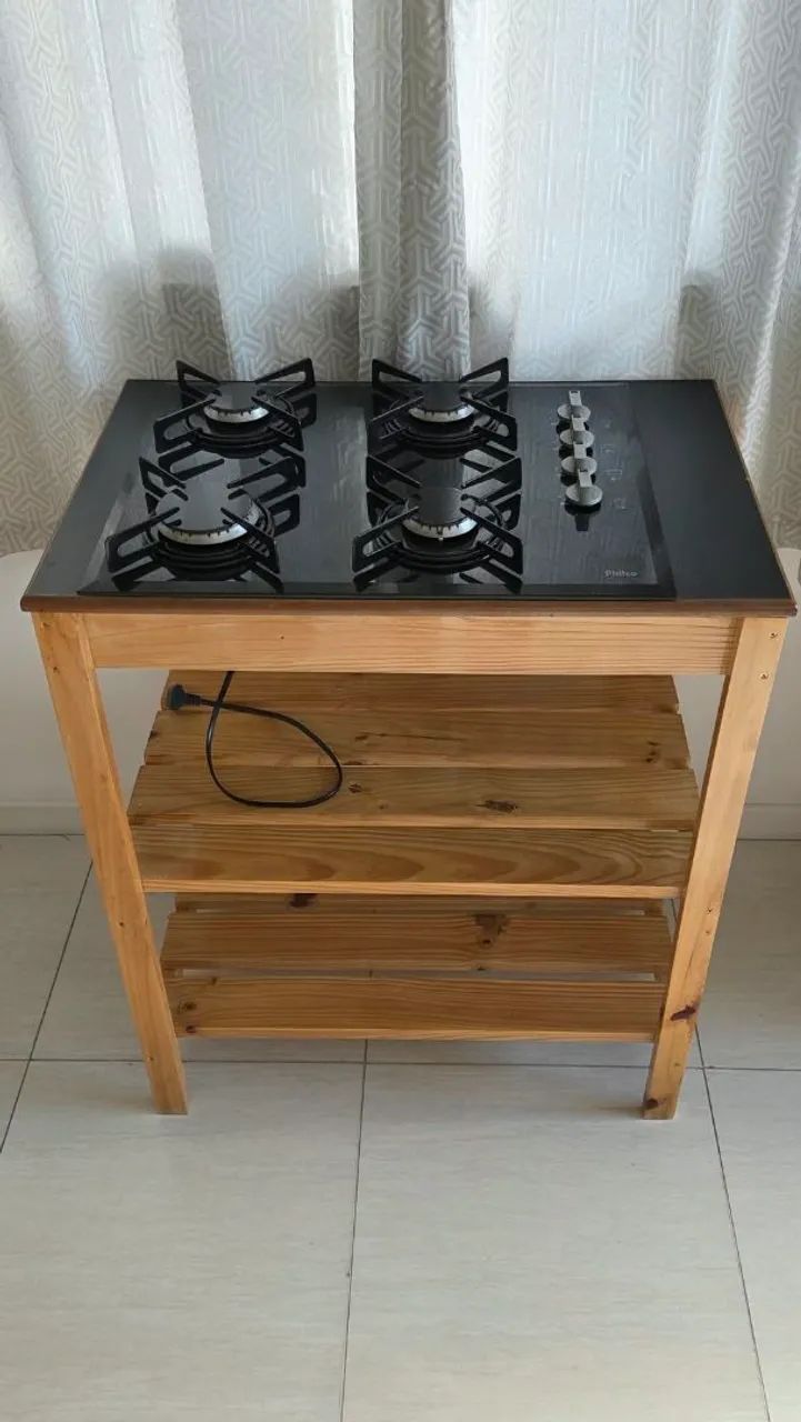 Fogão cooktop com prateleira