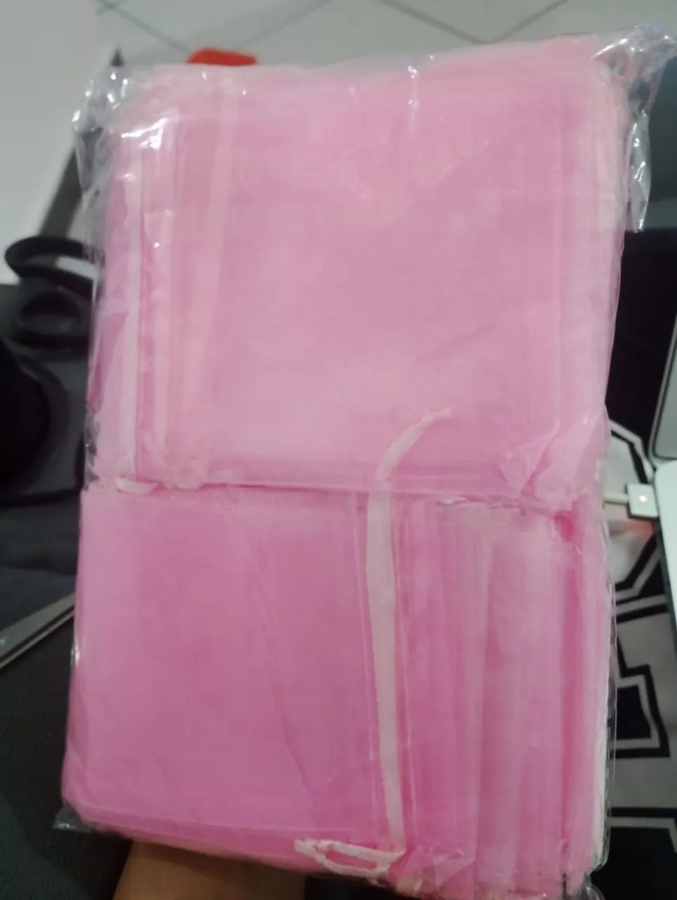 Saquinho de organza rosa