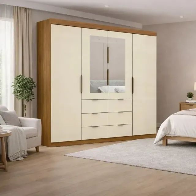 Guarda Roupas com 4 Portas e 6 Gavetas Bahrein 