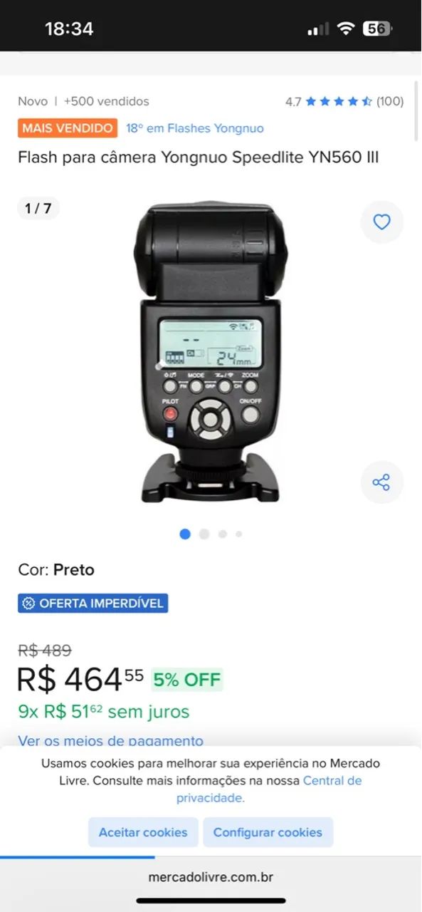 Flash para câmera Yongnuo Speedlite YN560 III - Foto 3