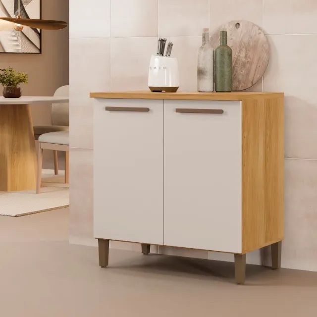 Balcao Ouro 2P Cinamomo.Off White Arte Moveis