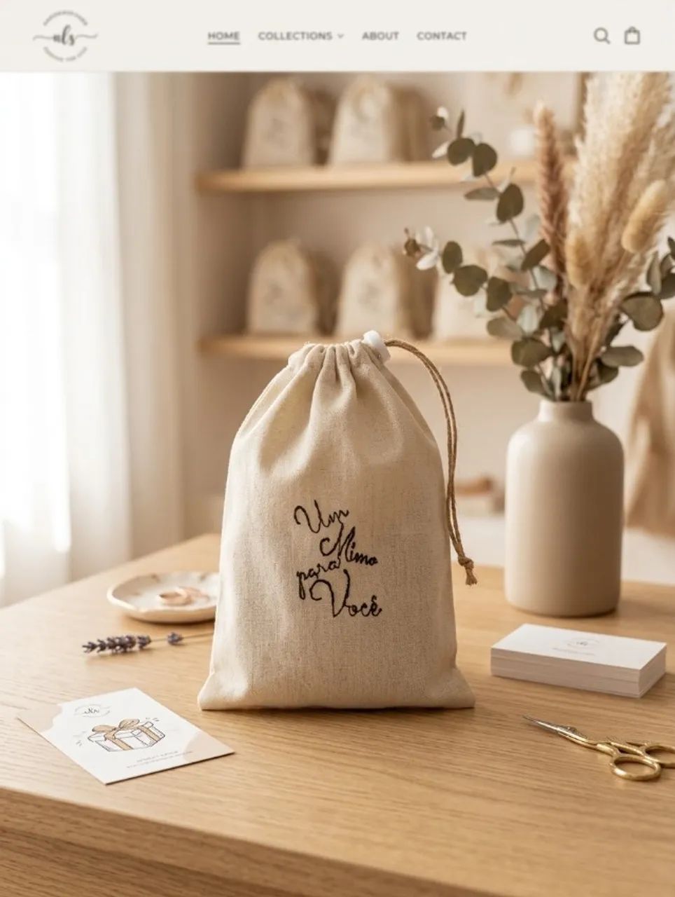 Sacos de presente feitos em algodão crú, sustentáveis e reutilizáveis. - Foto 3