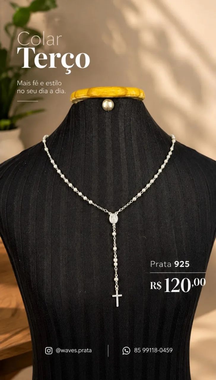 Colar Terço Prata 925