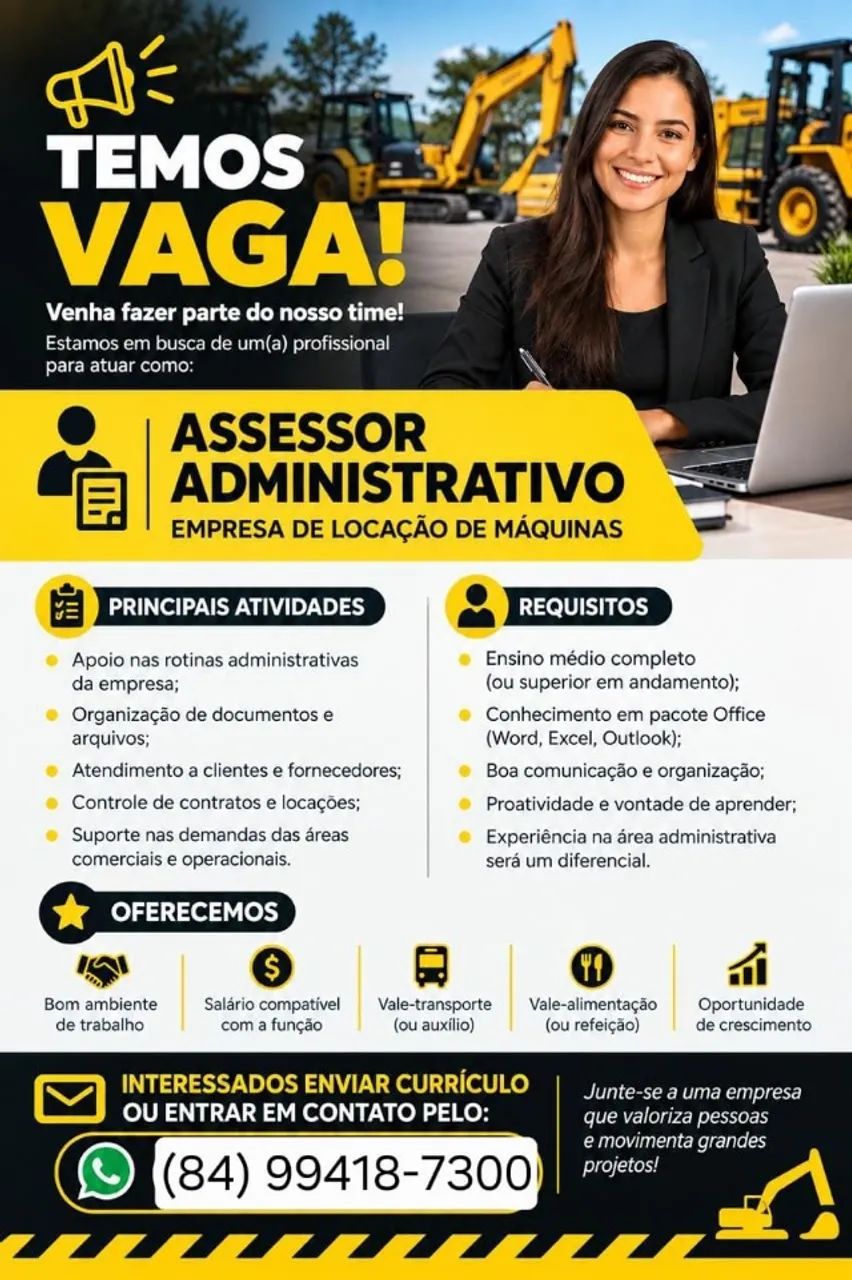 Vaga para assessor administrativo 