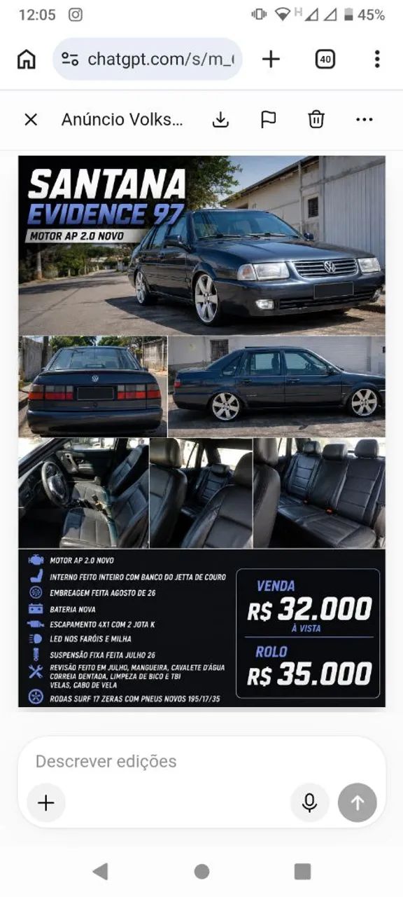Volkswagen Santana Evidenc 2.0 MI 1997