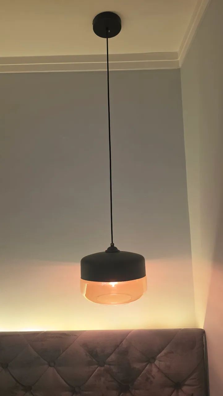2 Luminárias Pendente Balcão Cozinha Quarto Vidro E27 Bivolt - Foto 2