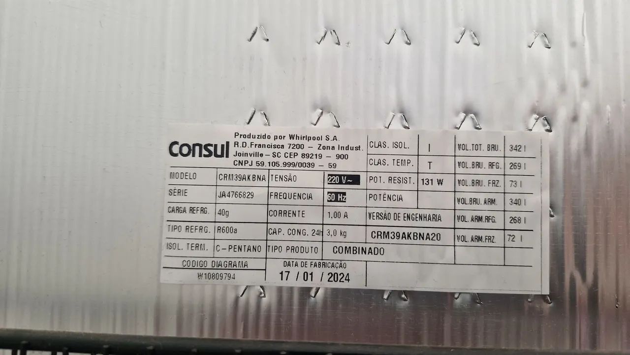 Geladeira Cônsul 340 Lt