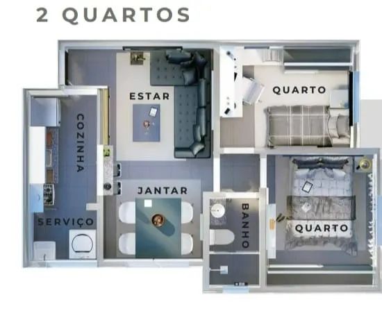 APARTAMENTO 02 QUARTOS NO JARDIM LEBLON