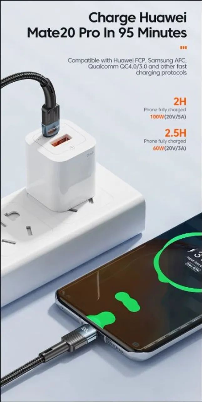 Cabo USB-C Essager 60W PD 1m Carregamento Rápido Tipo C iPhone 15 16 Android Nylon Reforça - Foto 3