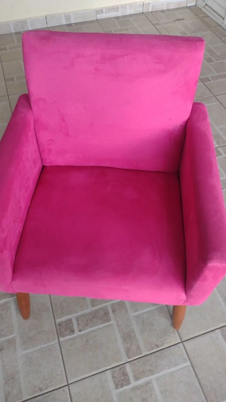 Cadeira de camurça Pink com pernas Palito - Foto 2