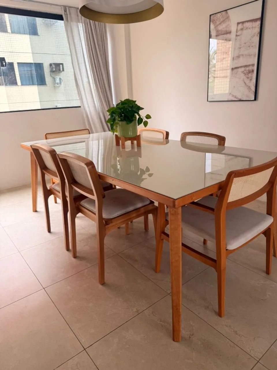 Mesa retangular toda de madeira e tampo de vidro - Foto 4