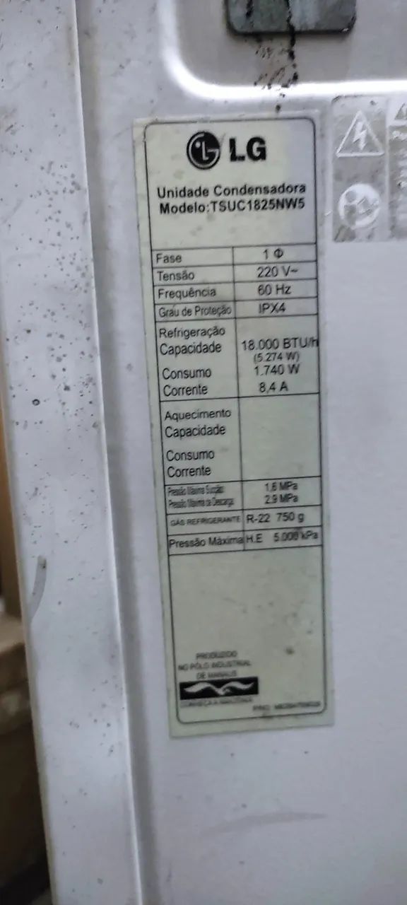 Split LG 18000 BTUS Usado