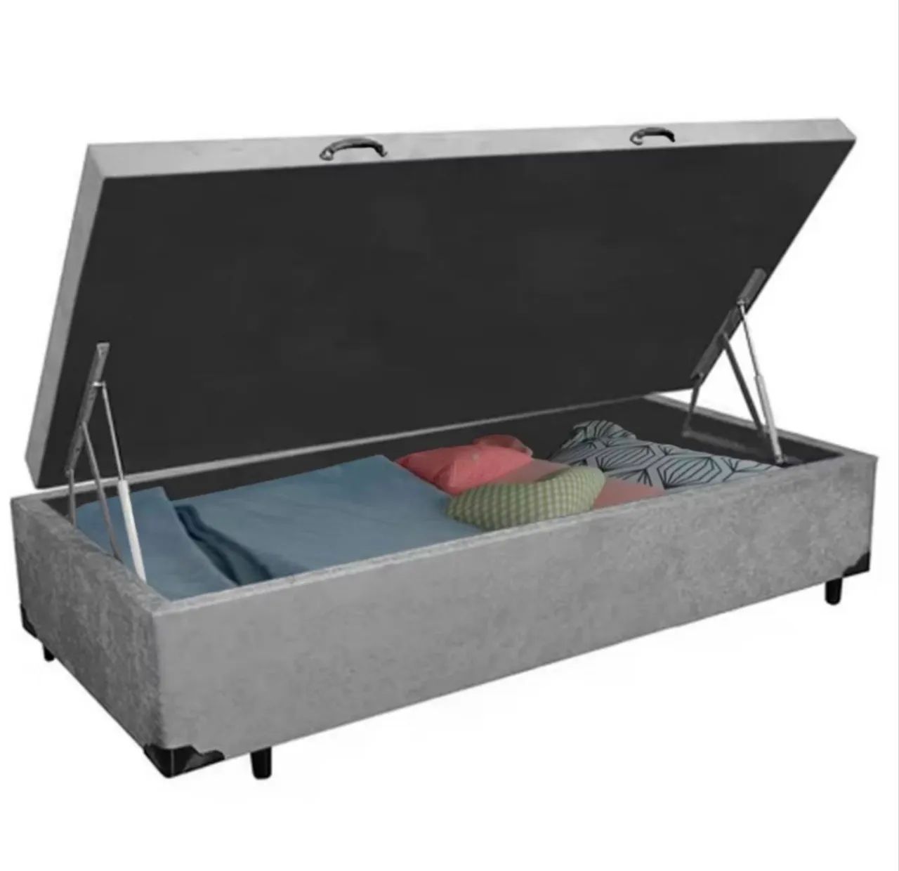 Cama box baú solteiro Suede Cinza  - Foto 3