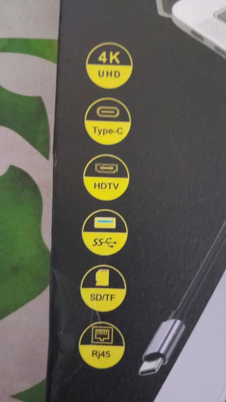 "HUB TYPE-C 8 EM 1 EM ALUMÍNIO - 4K UHD, HDMI, USB 3.0, SD/TF, RJ45 - NOVO! - Foto 3