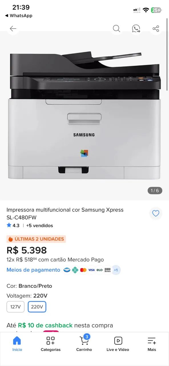 Impressora multifuncional cor Samsung  - Foto 3