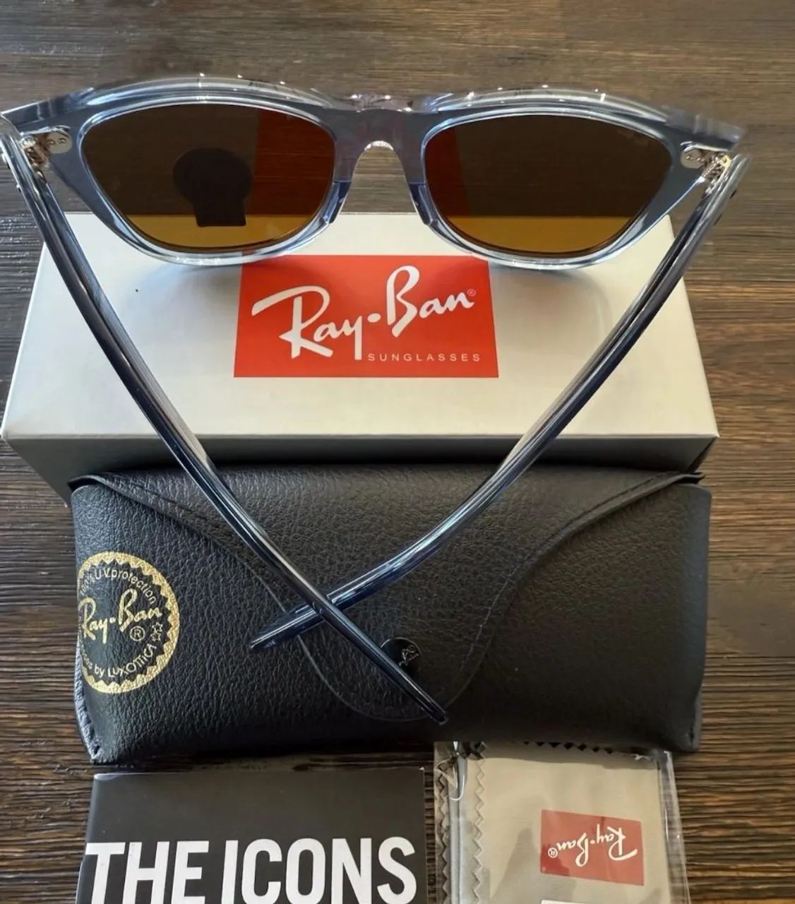 Ray ban wayfarer transparente azul oculos de sol rb2140 - Foto 2