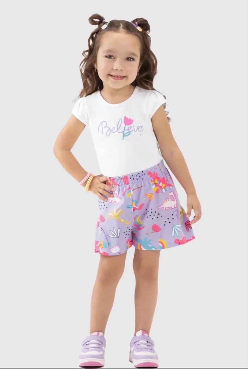 Conjunto shorts e camisa feminina infantil  - Foto 2
