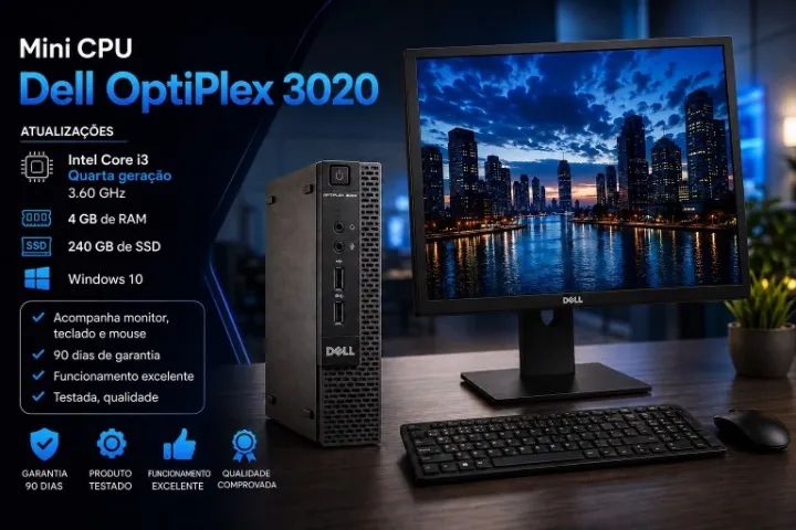 COMPUTADOR COMPLETO MINI CPU DELL INTEL CORE I3 4º