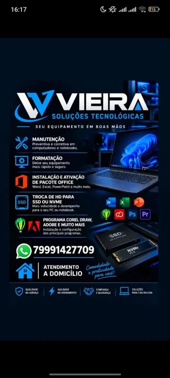 Técnico em informática todo tipo de serviço a domicílio 