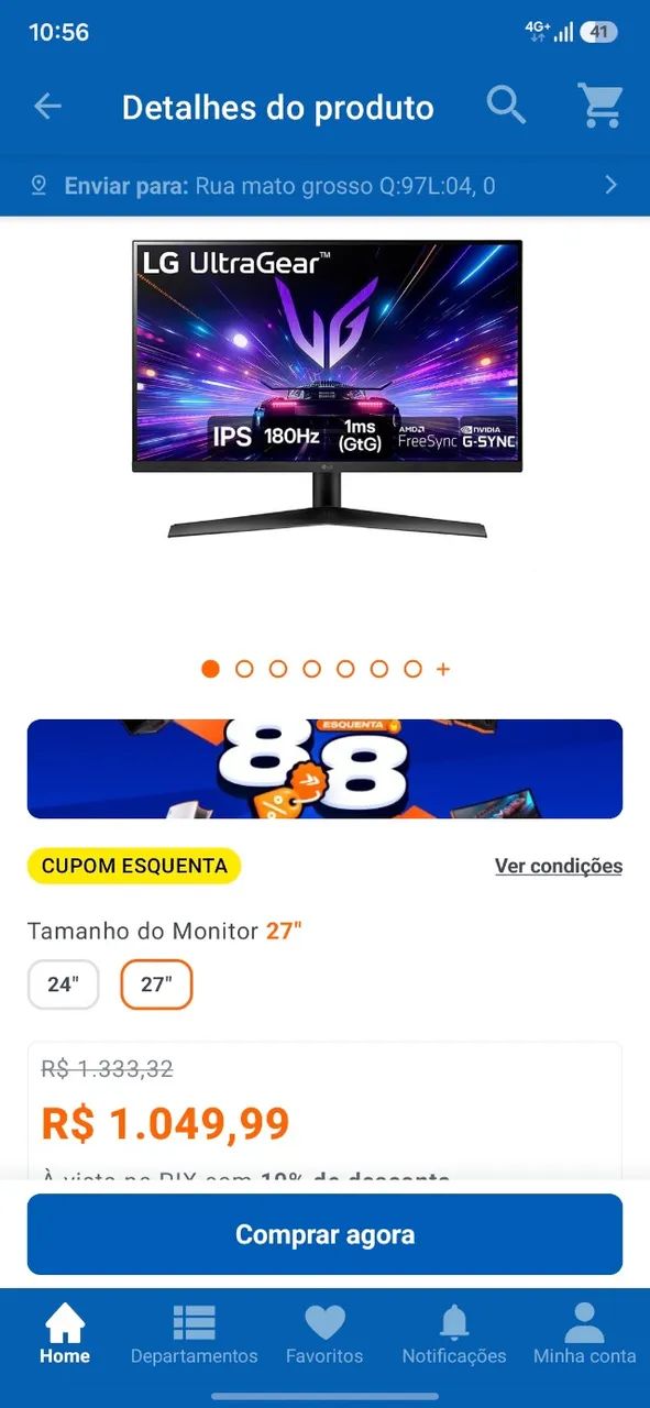 Monitor gamer 180hz zerado 