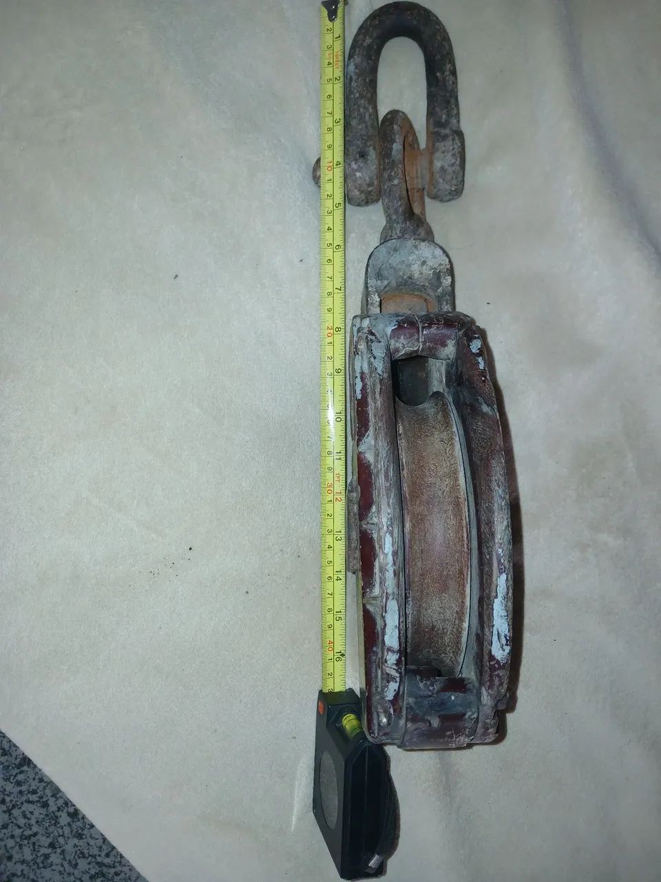 Moitão antigo náutico em madeira e aço 45 cm - Foto 4