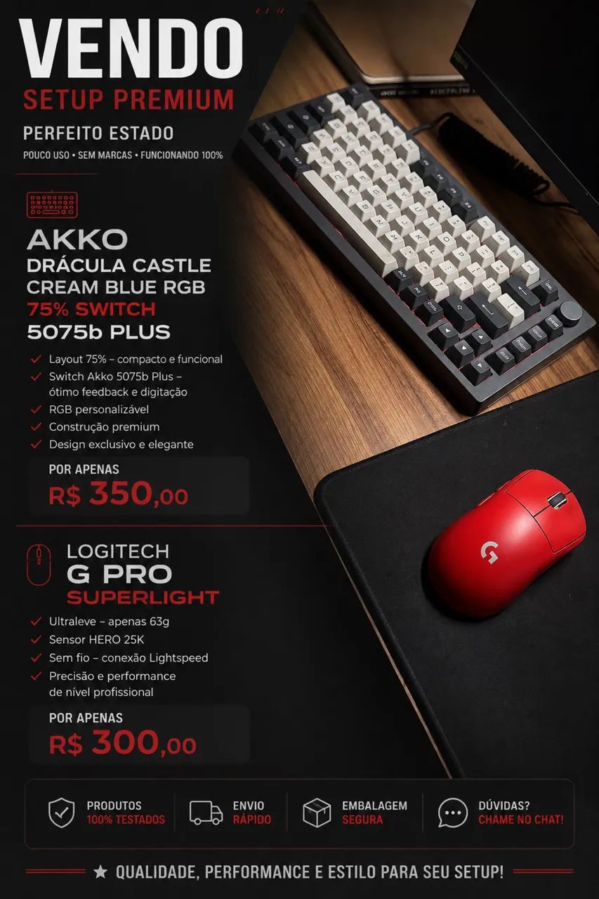 MOUSE LOGITECH G PRO SUPERLIGHT E TECLADO AKKO CASTLE CREAM