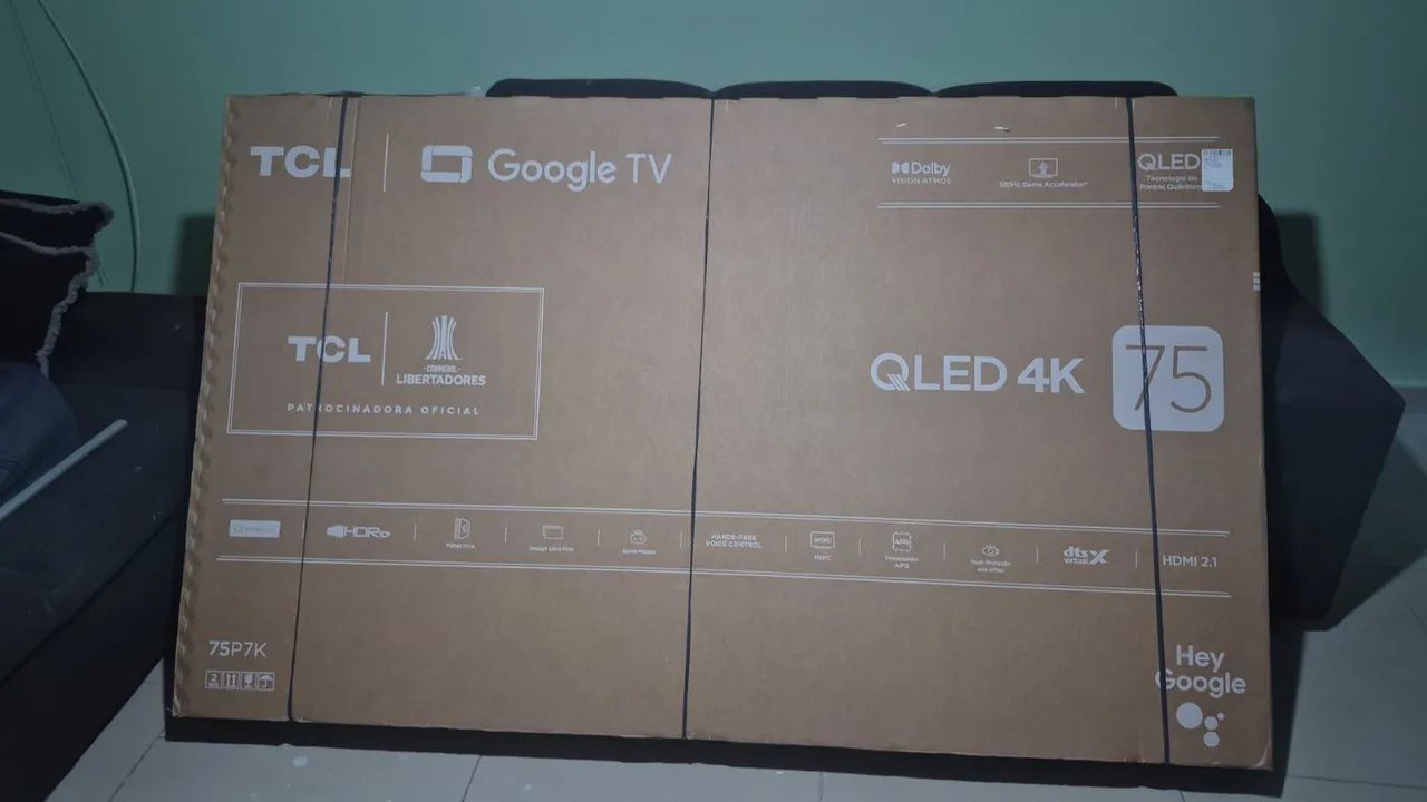 Tcl 75 polegadas na caixa lacrada pra vender hj 3500.