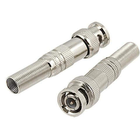 Conector BNC macho com mola em aço inox p/ cabo 4mm (P/ CFTV)