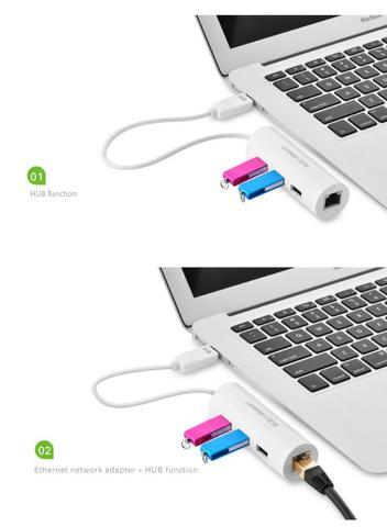 Adaptador Ethernet c/ Hub USB uGreen - Foto 3