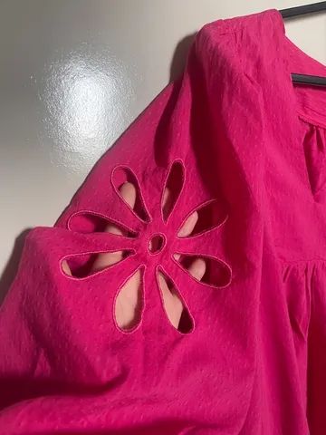 Camisa pink estilo cropped manga bufante  - Foto 3