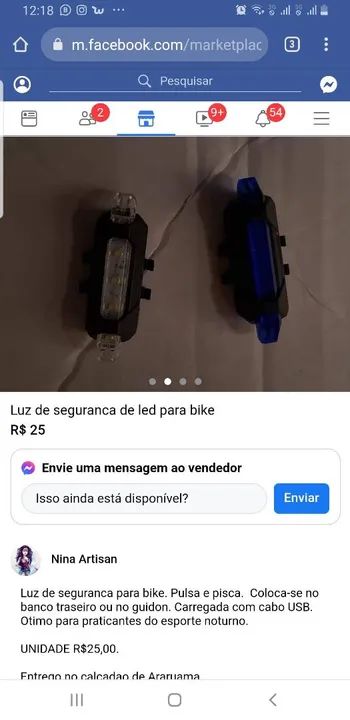 Luz de Segurança para Bike - LED Pulsante e Piscante