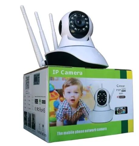 Câmera de segurança Ip Sem Fio 360° 3 Antenas Hd Wifi Visão Noturna Alarme