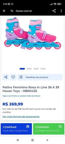 Patins Feminino In-line 32-35 Havan - HBR0117 - Rosa - Foto 2