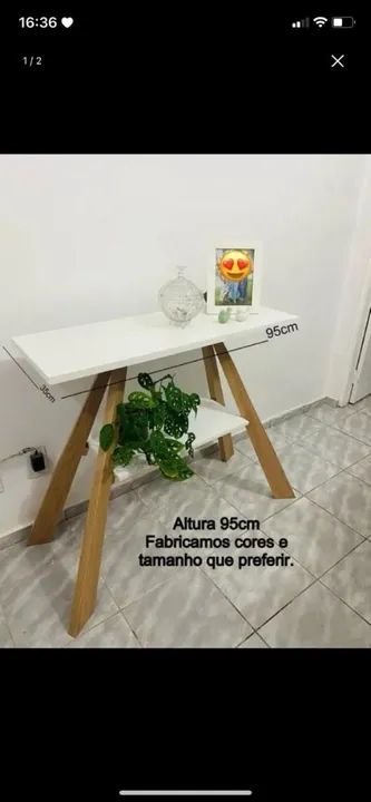 Aparador em MDF - Branco e madeirado  - Foto 4