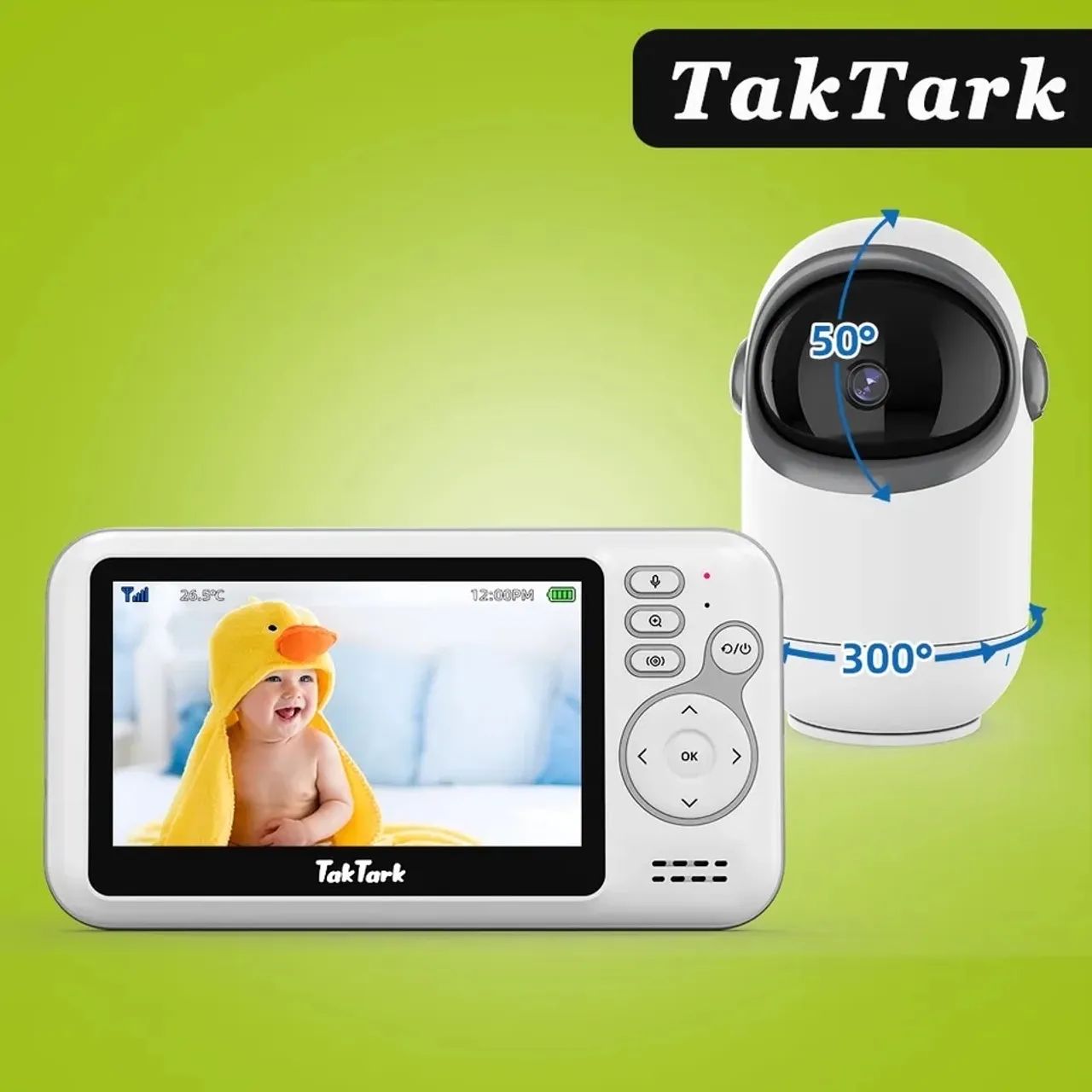 Babá Eletrônica Tak Tark Modelo A801 - Tela de 4,3 Polegadas; Câmera Giratória.