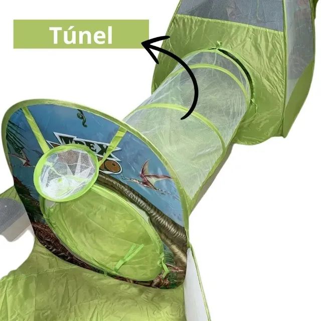 Barraca Infantil Toca Túnel 3 Em 1 Dinossauro T-Rex Verde - Foto 2