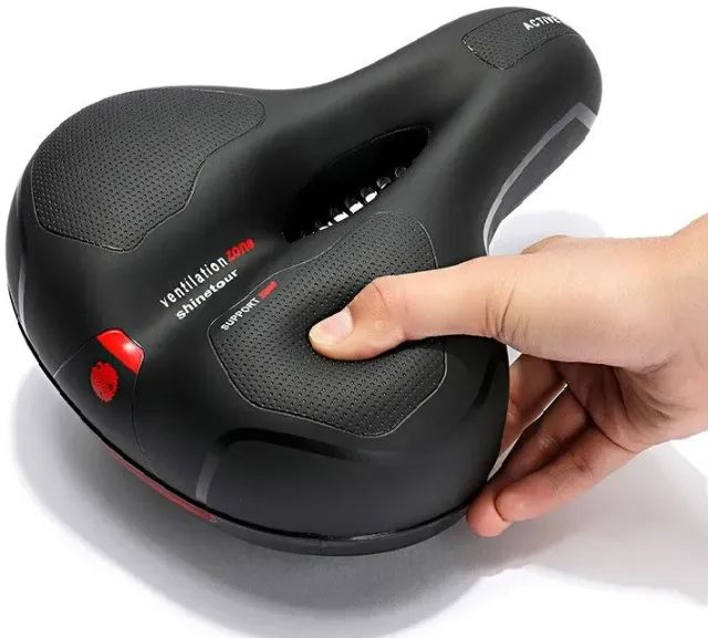 Banco Selim Gel Anatômica Bicicleta 2 Molas Largo Bike Fita Refletiva Segurança Pedala - Foto 4