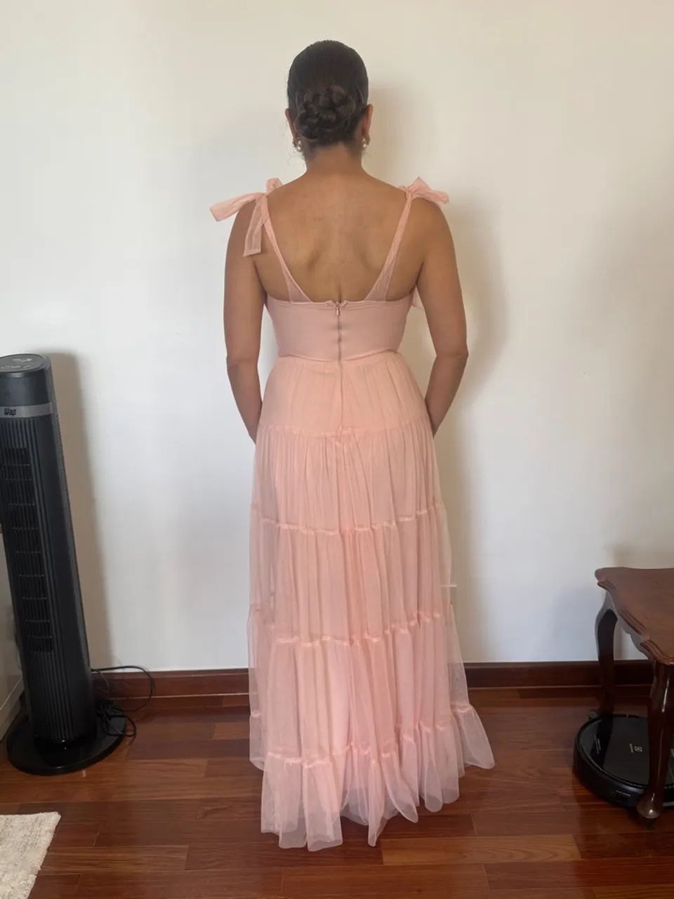Vestido rosa de tule longo - Foto 3