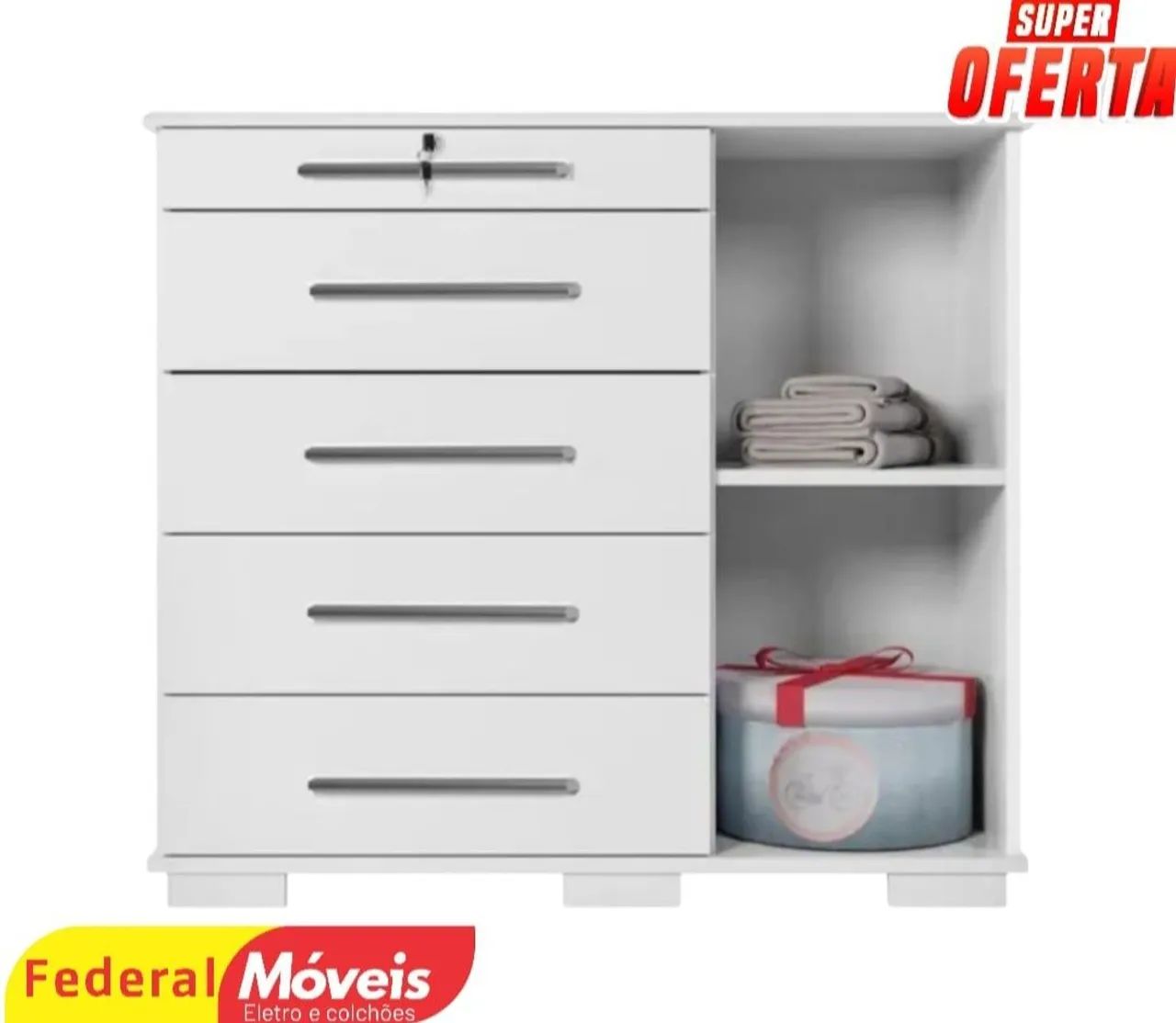 Cômoda 5 Gavetas e 1 Porta - Novo Modelo, Praticidade no Seu Dia a Dia - Foto 2
