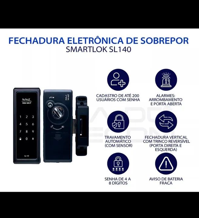 Fechadura Digital Papaiz SL140 com INSTALAÇÃO INCLUSO - Foto 4