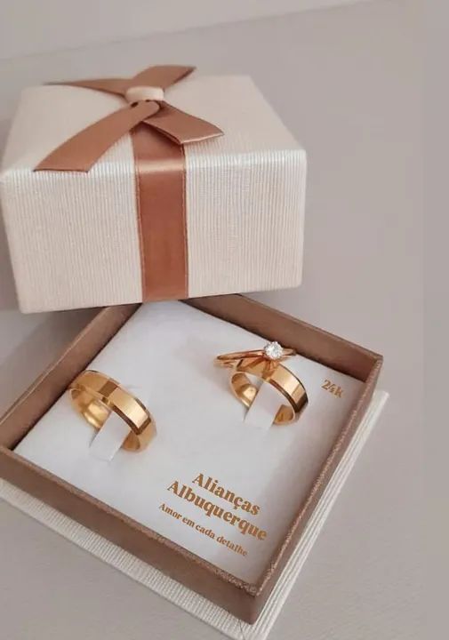 Alianças de Noivado Casamento em Ouro 24k  - Foto 5